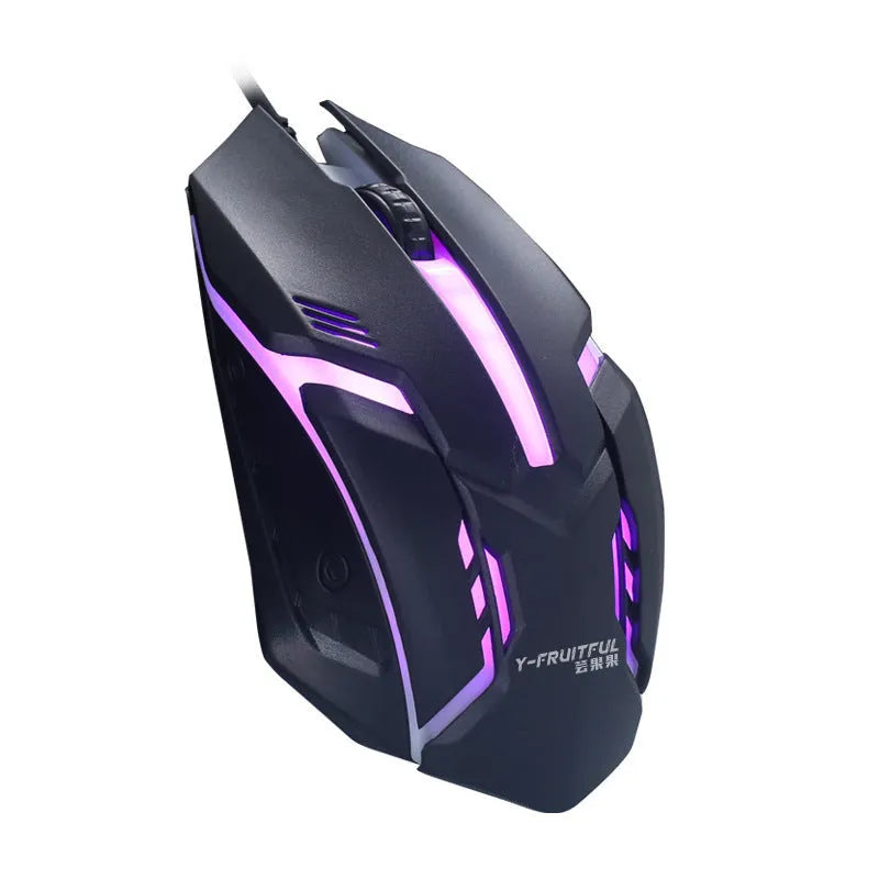 Wired photoelectric mouse with colorful glow light available in black and white with 1.3m USB cable