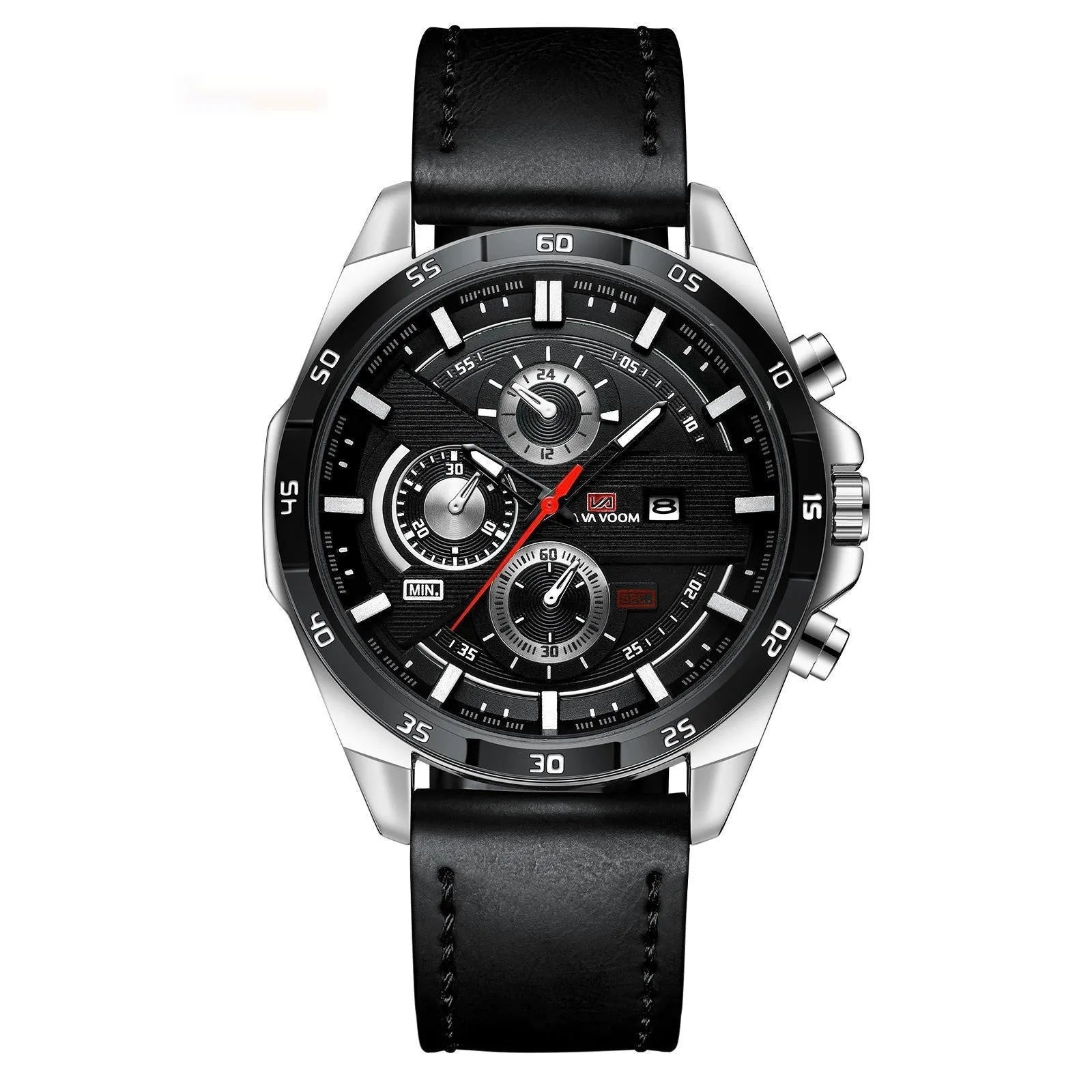 Men's business calendar waterproof quartz watch showing 10mm thickness and colour options