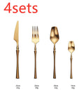 Four-piece stainless steel cutlery set with main knife, main fork, main spoon and teaspoon for gift-giving occasions