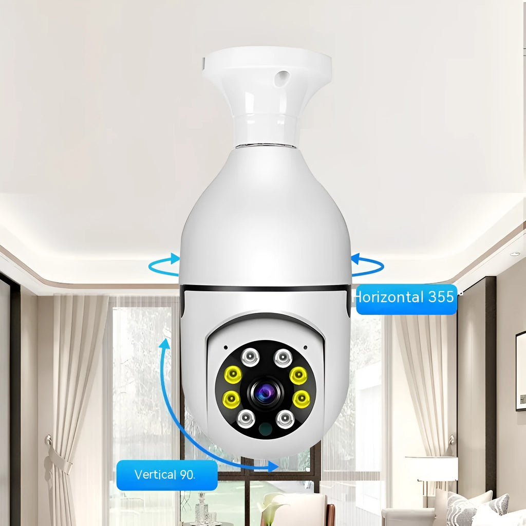 Wireless wifi bulb security camera with 1080p resolution and full colour night vision