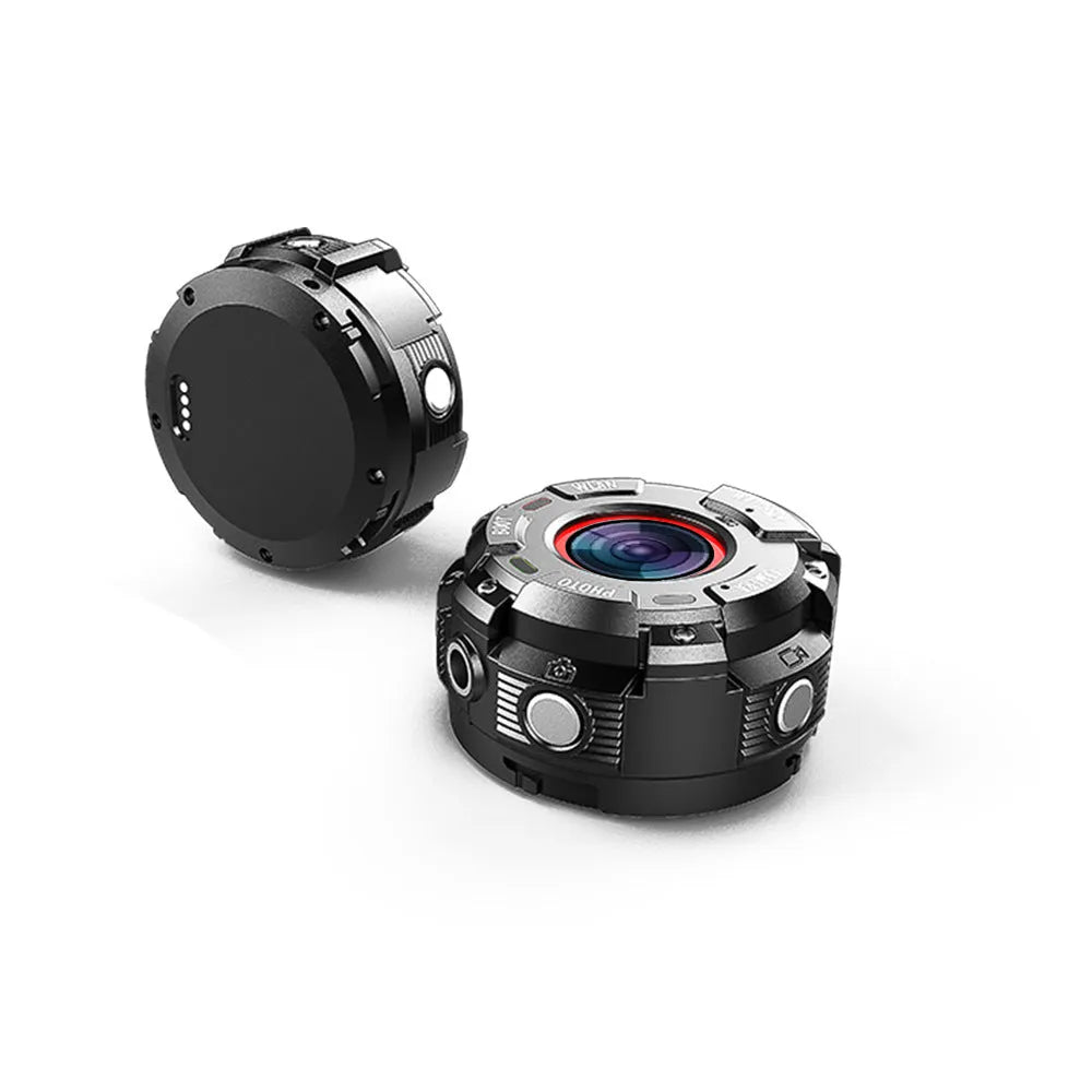 Black waterproof sports digital camera with compact design shown with dimensions 290mm by 25.5mm
