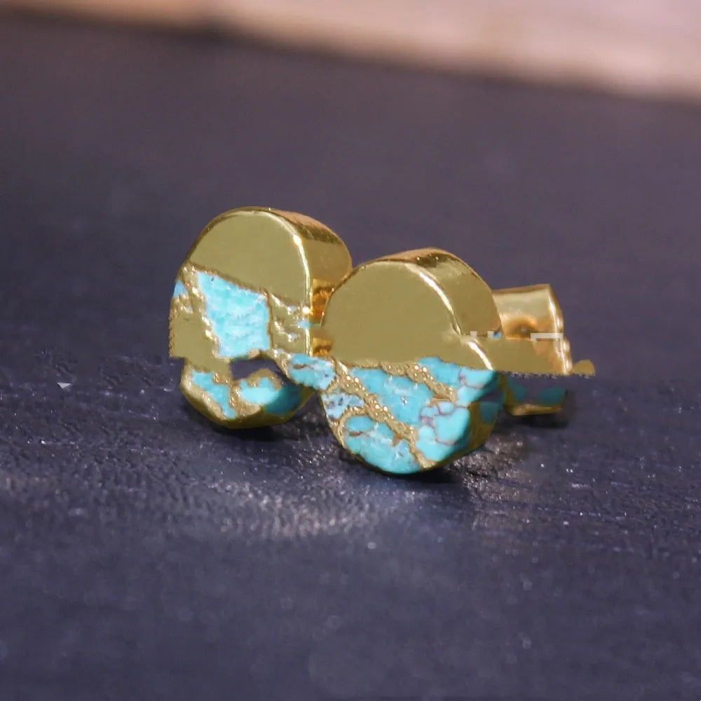 Natural stone bohemian stud earrings handmade irregular shape ER1031 colour