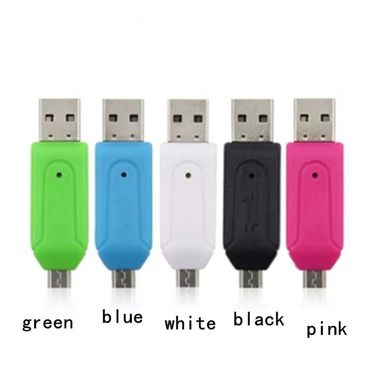 OTG dual-purpose card reader with USB and micro USB interfaces for SD and TF memory cards