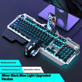 Aluminium alloy mechanical gaming keyboard with control knob in silver black colour with mixed lighting