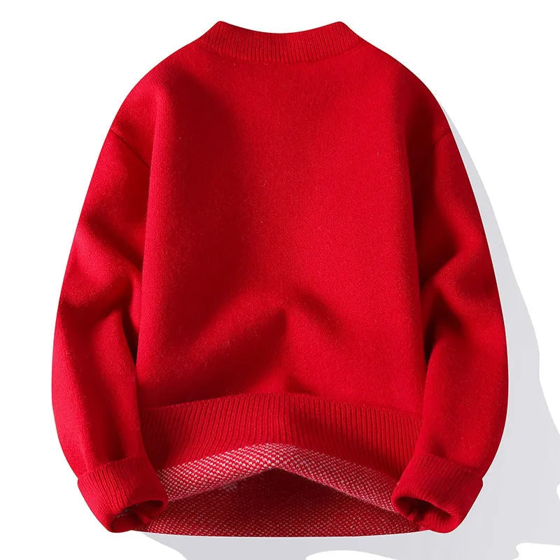 Men's loose fit knitted pullover jumper in grey with ribbed hemline and long sleeves.