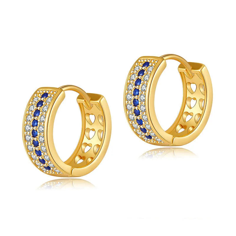 Round geometric women's earrings in copper with 18K gold electroplating, colour KE1268.