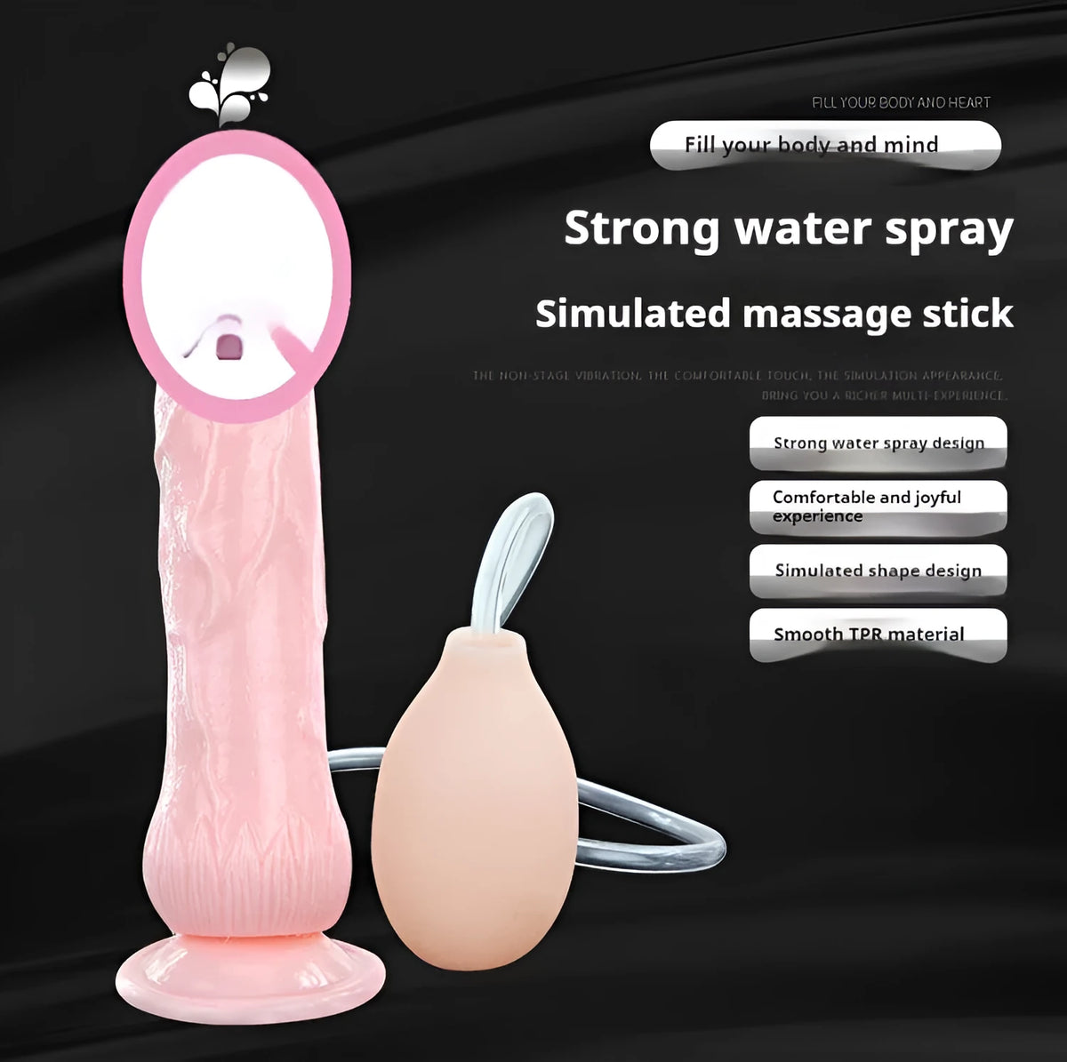 Flesh colour suction cup dildo adult toy showing 200mm length and 40mm diameter