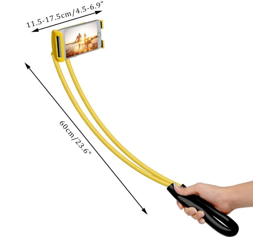 White universal smartphone holder with 360-degree rotating bracket on a desk