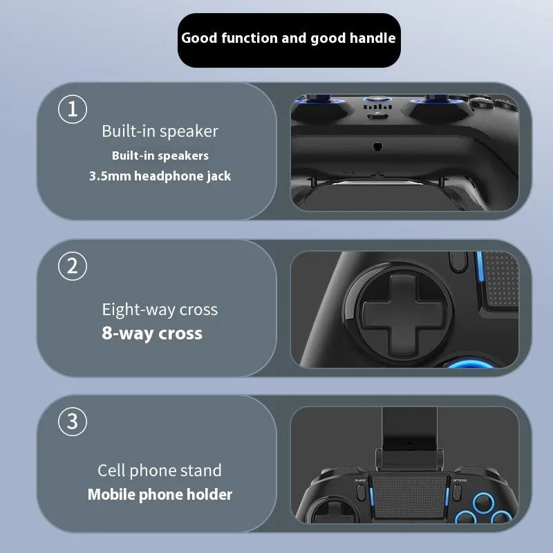 S4 wired gamepad black symmetrical rocker with dual vibration motors force feedback for PC