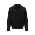 Man's loose-fit pullover sweater in acrylic blend available in beige, black, and dark grey.