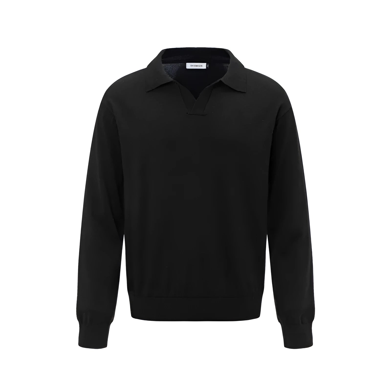 Man's loose-fit pullover sweater in acrylic blend available in beige, black, and dark grey.