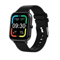 Black smart watch with AI voice control, heart rate monitor, and touch screen on a wrist.