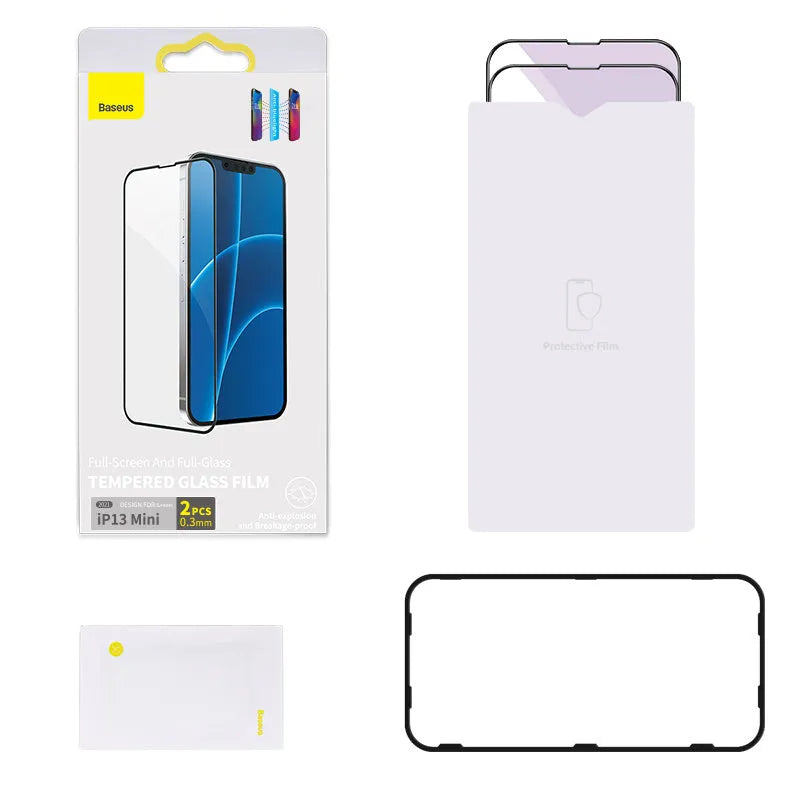 0.3mm anti blue light tempered glass screen protector for iPhone 5.4 inch model in black