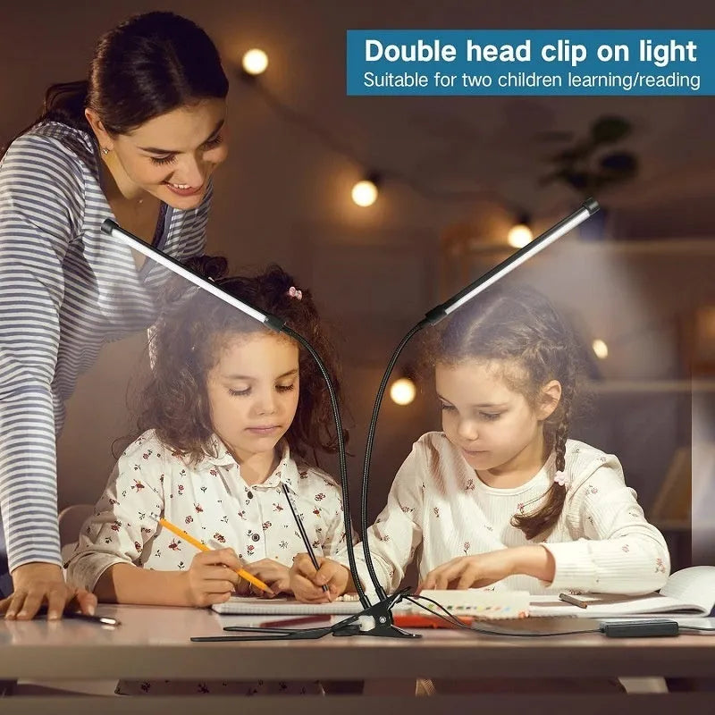 Black USB-powered 26cm LED desk lamp with American styling for student dormitory use