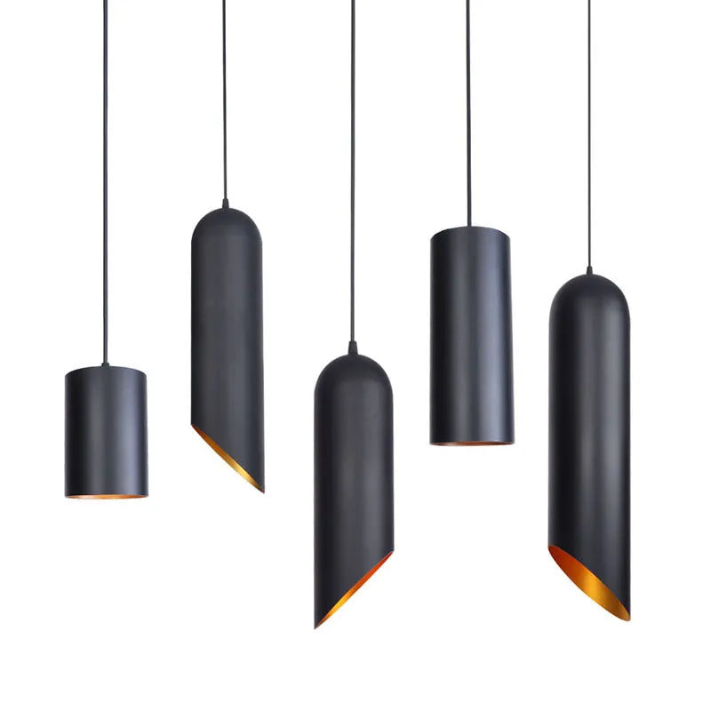 Retro iron art chandelier with matte black finish hanging from ceiling