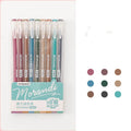 Nine gel pens in plastic case with retro Japanese colours including Nordic, salt, and sweet series themes