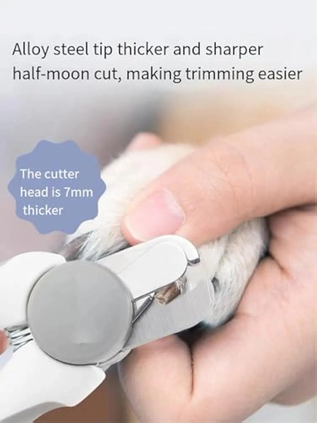 Blue heavy-duty dog nail clippers with a safety guard for large breeds and thick nails.