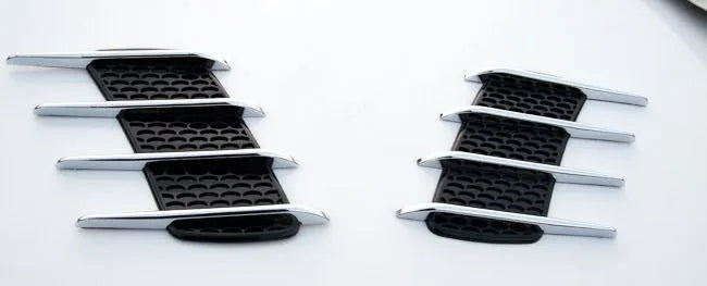 Black shark gill air outlet car body sticker 180x270x20mm with electroplated finish
