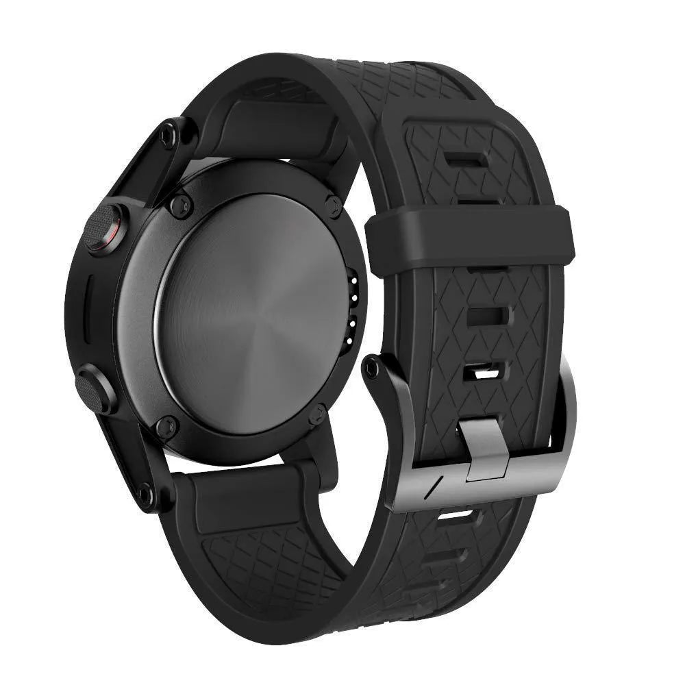 Jiaming 26mm wide silicone sports watch strap shown in black, one of eight available colours