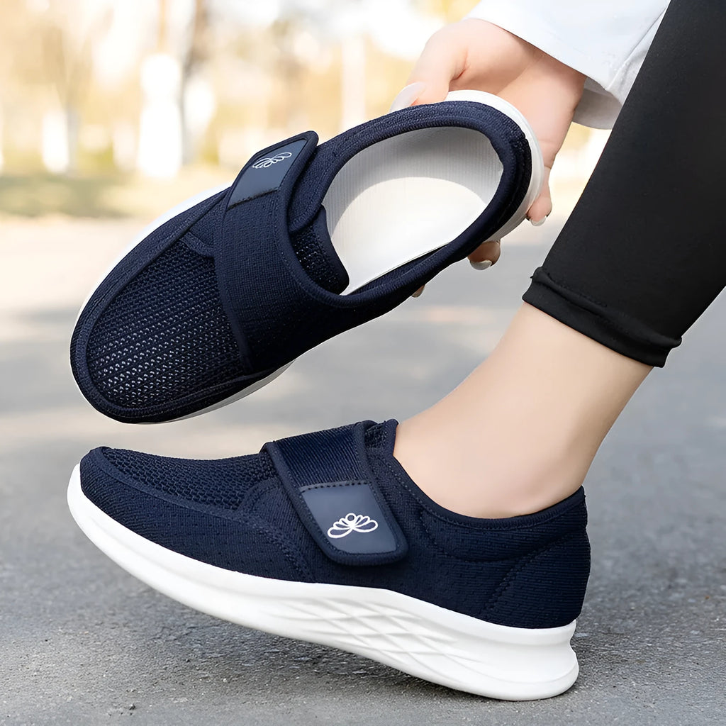 Women's sugar foot walking correction shoes with mesh upper, round toe, low heel, and Velcro strap