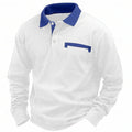 Men's loose-fit waffle knit polo shirt in polyester showing American retro styling and asymmetric details