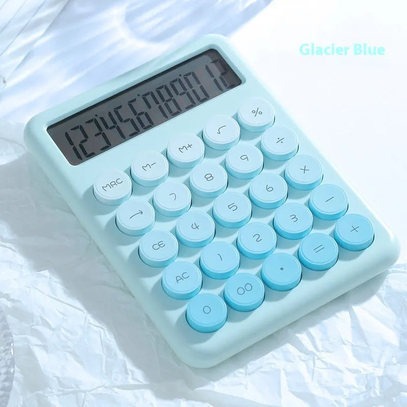 Gradient colour desk calculator in violet, pink, blue or green ABS plastic