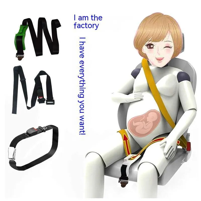 Black ABS polyester pregnancy seat belt adjuster with metal safety buckle