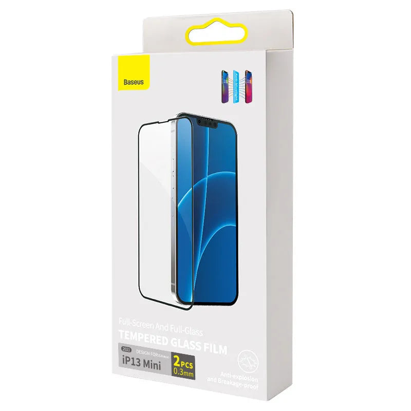 0.3mm anti blue light tempered glass screen protector for iPhone 5.4 inch model in black
