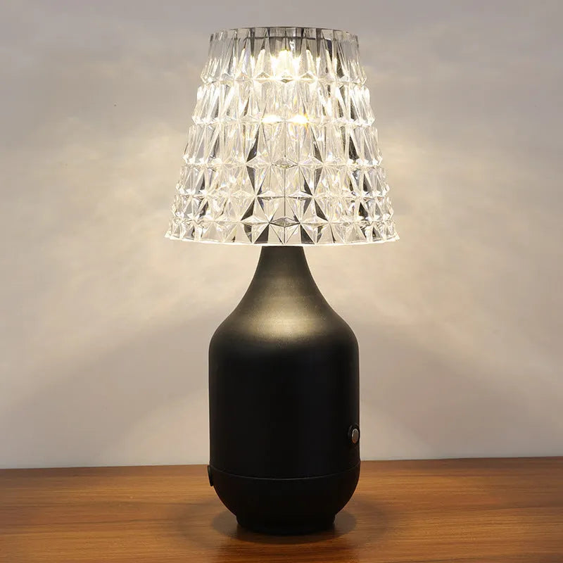 Retro iron art LED table lamp with USB charging cable, three-tone light, American style, black finish