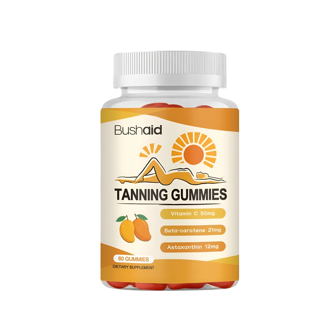 Bottle of Meihei Gummies With White Caps soft candy dietary supplement containing 60 pieces