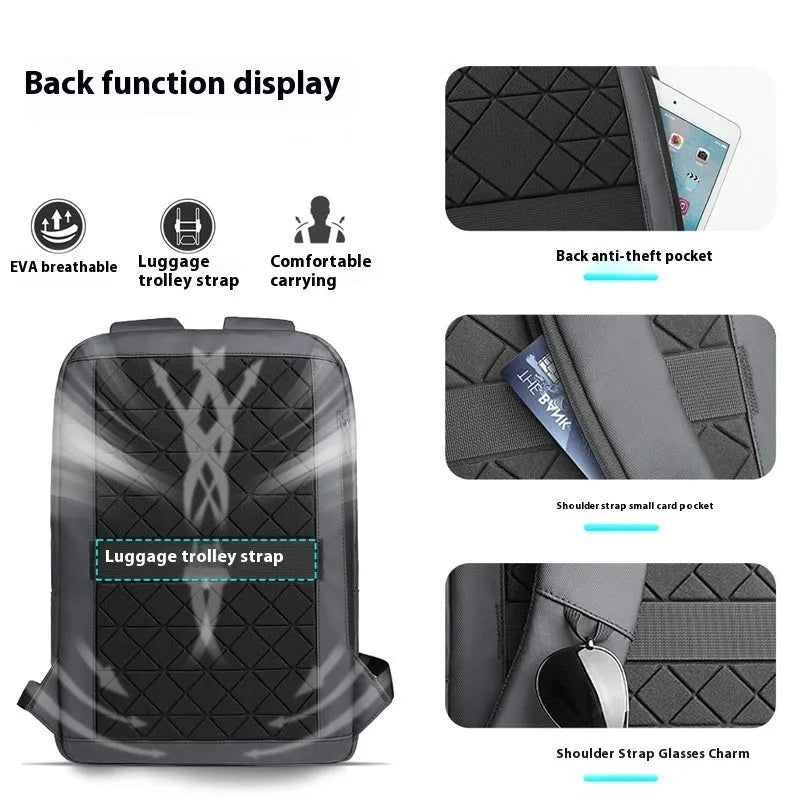 Men's Oxford cloth lightweight backpack in solid colour with visible sewing lines