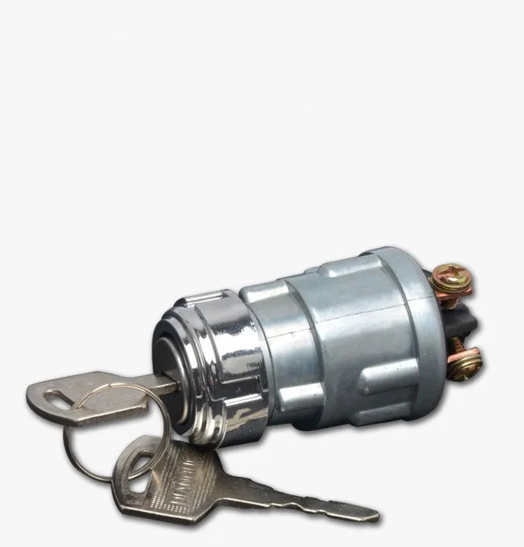 Copper vehicle ignition lock with key for JK423 model trucks and forklifts.