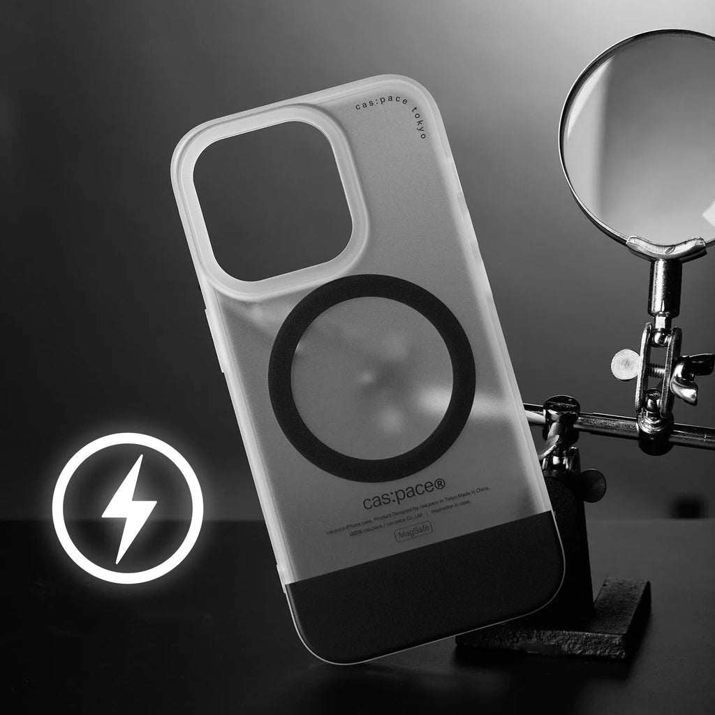 Magnetic ring iPhone case in Deep Space Black with frosted TPU cover and silver ring