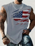 Men's digital print polyester vest top sleeveless casual summer top