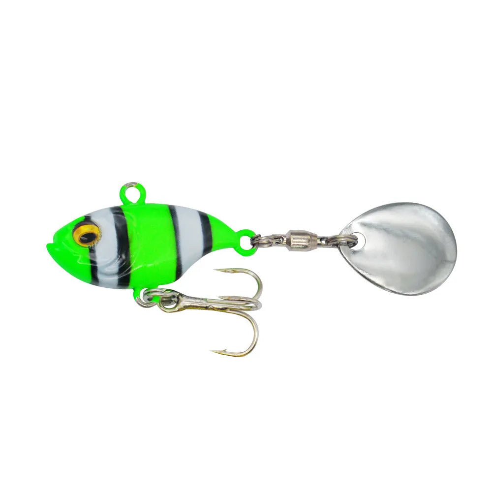 Metal iron plate fishing lure with rotating sequins in multiple colour variations