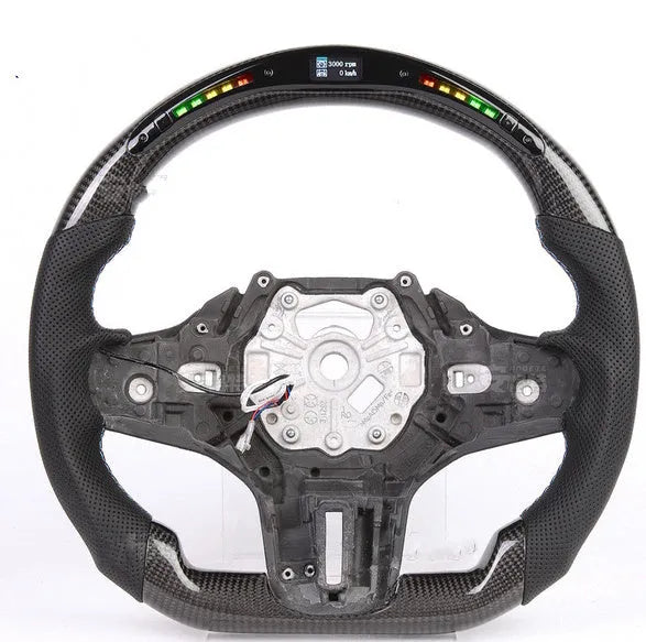Black carbon fiber intelligent LED sports steering wheel for BMW X3 X5 2019 530i M Sport heating version