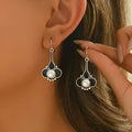 Silver retro fashion women's earrings with electroplated alloy construction for office wear