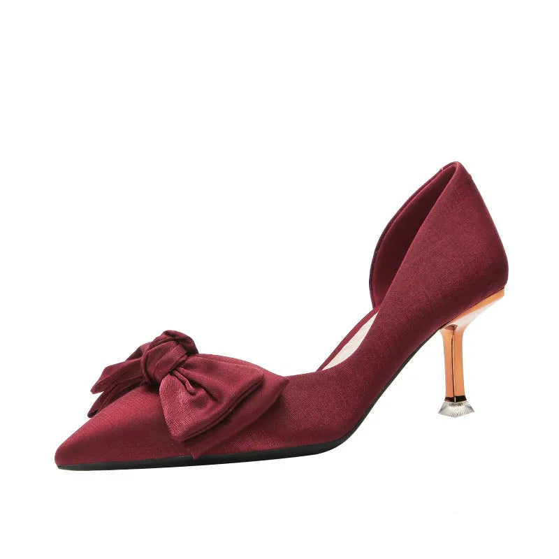 Solid colour microfiber high heels for women in apricot with European style design