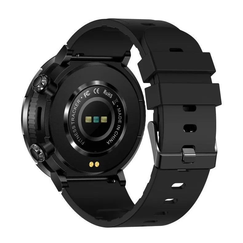 T30 Smart Watch in black on wrist, showing watch face with health stats and call notification.