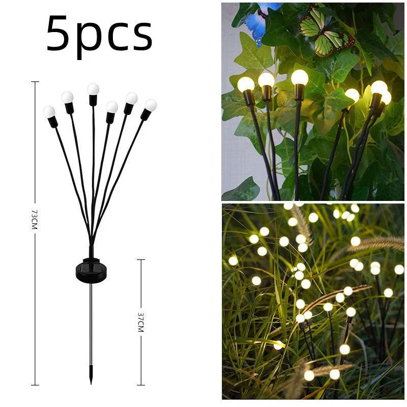 Solar-powered LED ground spike lamp with multiple light heads for garden pathway lighting