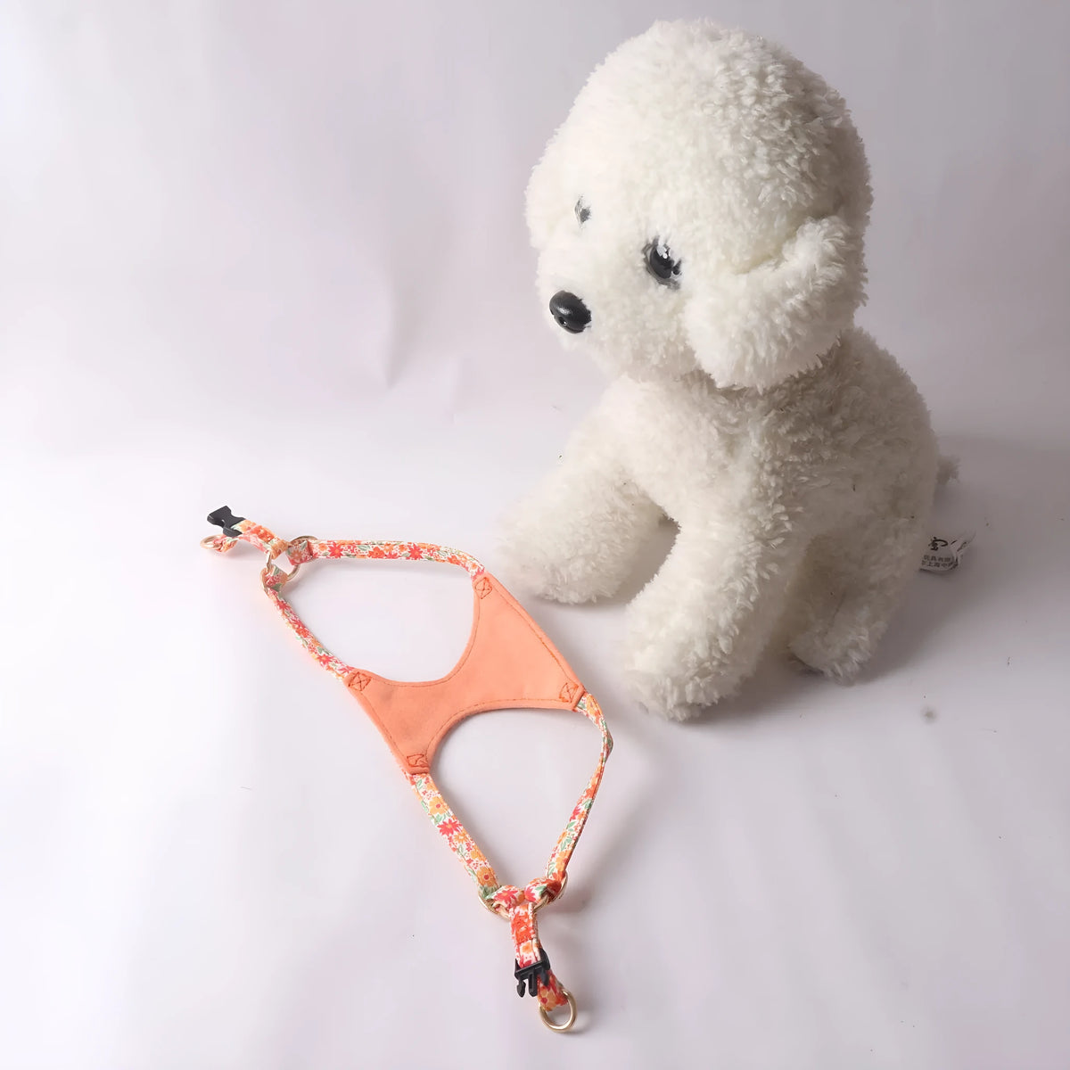 Floral pattern cloth pet harness and leash set for small dogs in multiple colour options