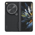 Frosted hard phone case for OnePlus folding phone with invisible metal bracket, in black, blue, or dark green.