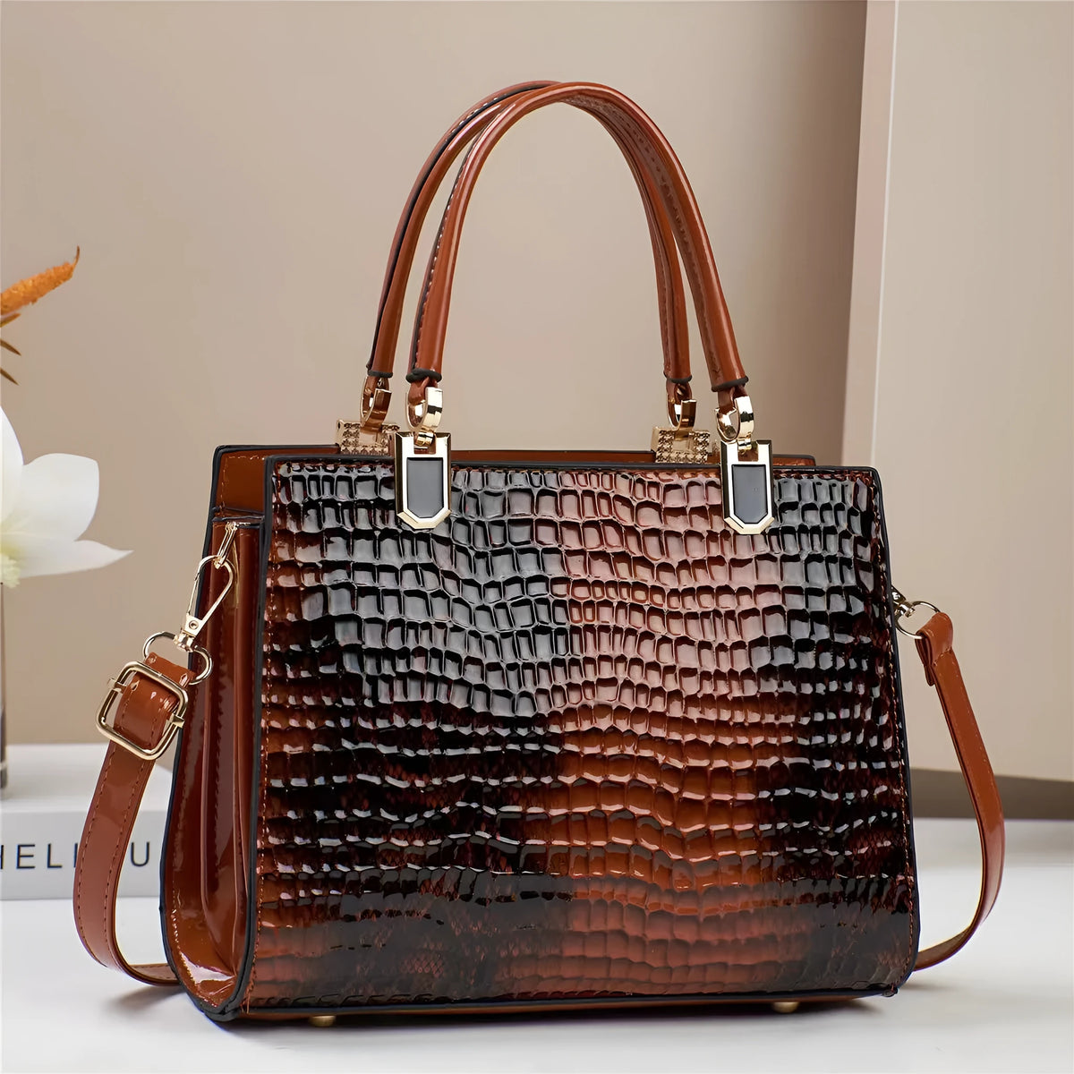 Large capacity soft PU one shoulder mom bag with zipper compartments in khaki colour for daily urban use