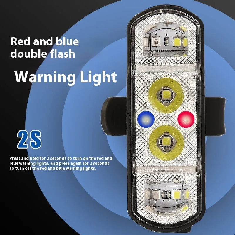 Black bicycle headlight with XPG-LED lamp beads, rechargeable battery, and wave induction functionality