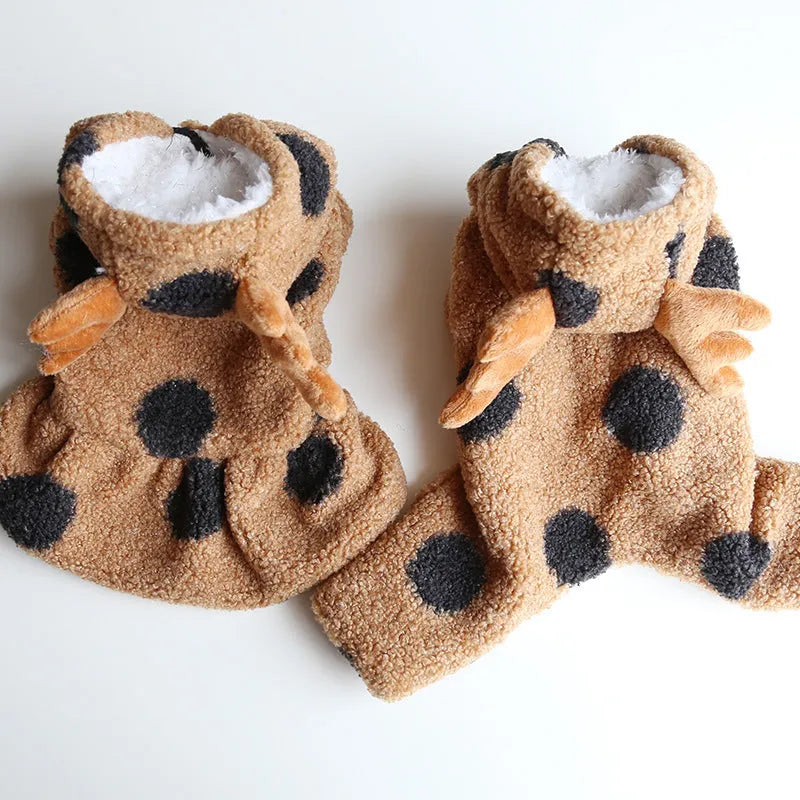 Polka dot elk couple pattern pet clothing for dogs and cats in cloth material