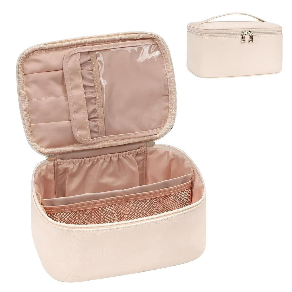 Black cotton cosmetics bag with nylon lining, large capacity handbag for makeup and toiletries