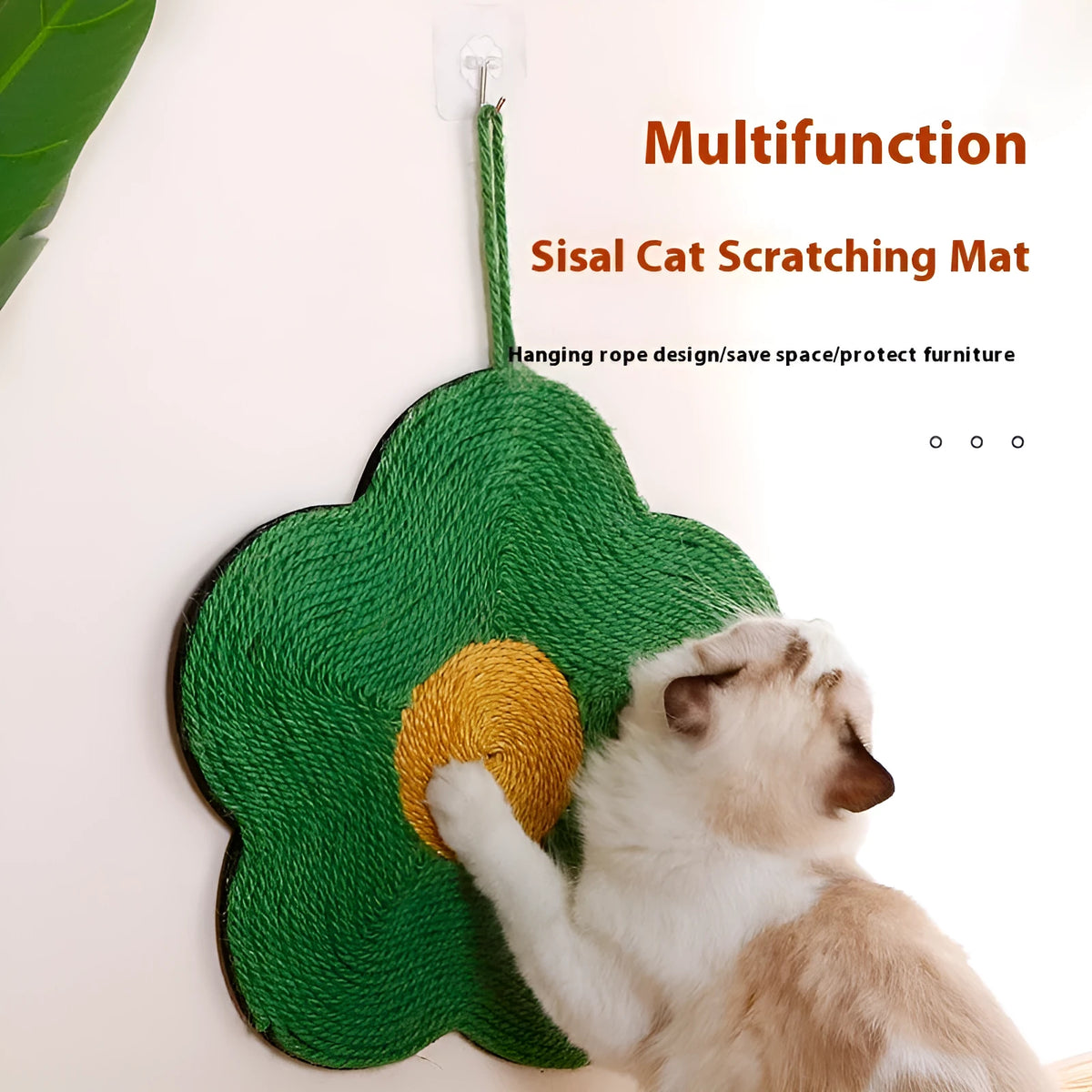 Sisal cat scratching board in green flower, red flower, pink orange, orange, mouse or dog design, wear-resistant and chip-free
