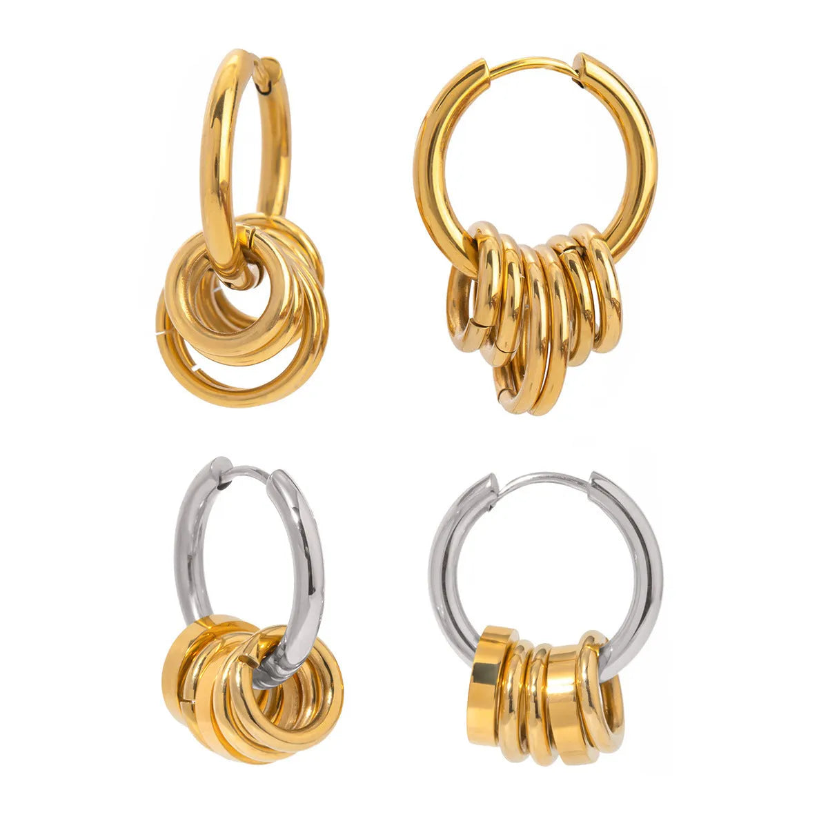 Stainless steel ins style earrings with an electroplated metallic finish.