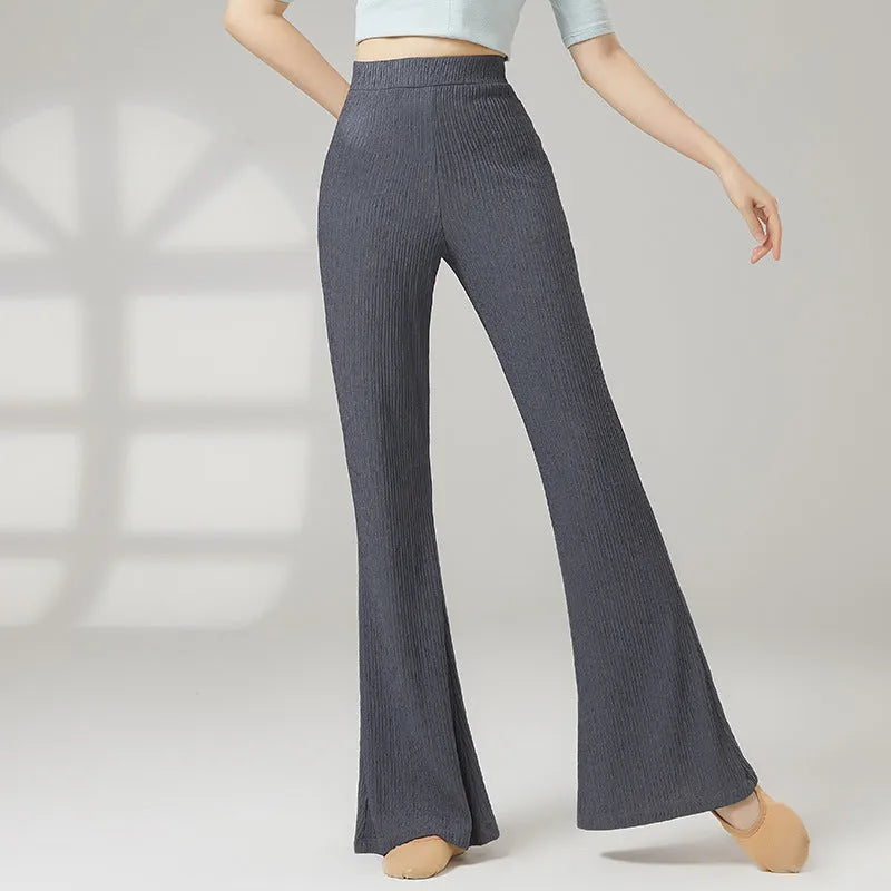 Women's solid colour classical dance practice trousers in polyester, shown in Taro Purple.