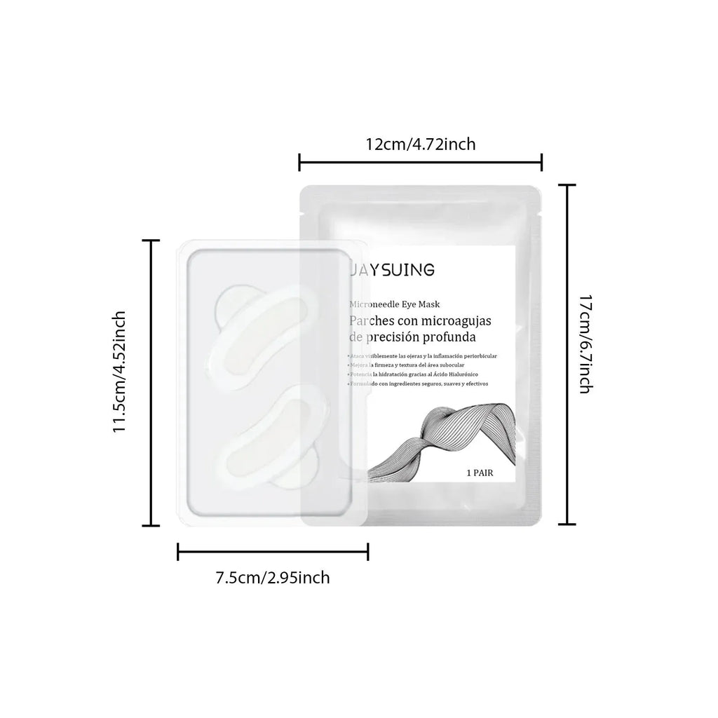 A single pair of micro needle eye patches for targeted under-eye skincare treatment.